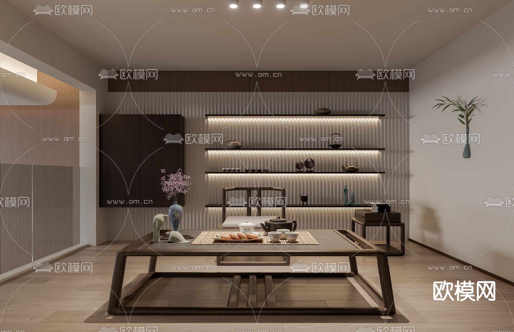 新中式健身区影音室视听室3d模型