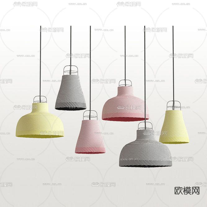 北欧简约藤编金属艺术吊灯免费3d模型下载