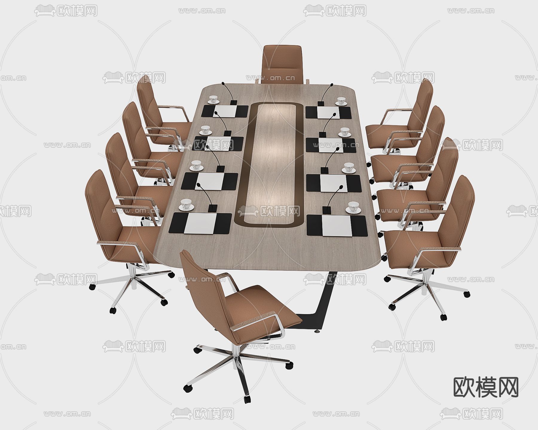 现代会议桌3d模型下载_ID11997913_3dmax免费模型-欧模网