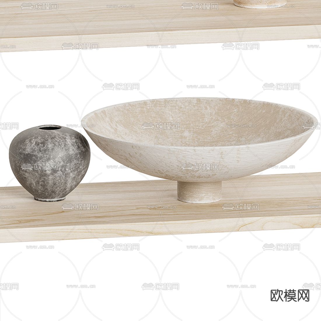 侘寂风置物架装饰架摆件3d模型下载（渲染图3）