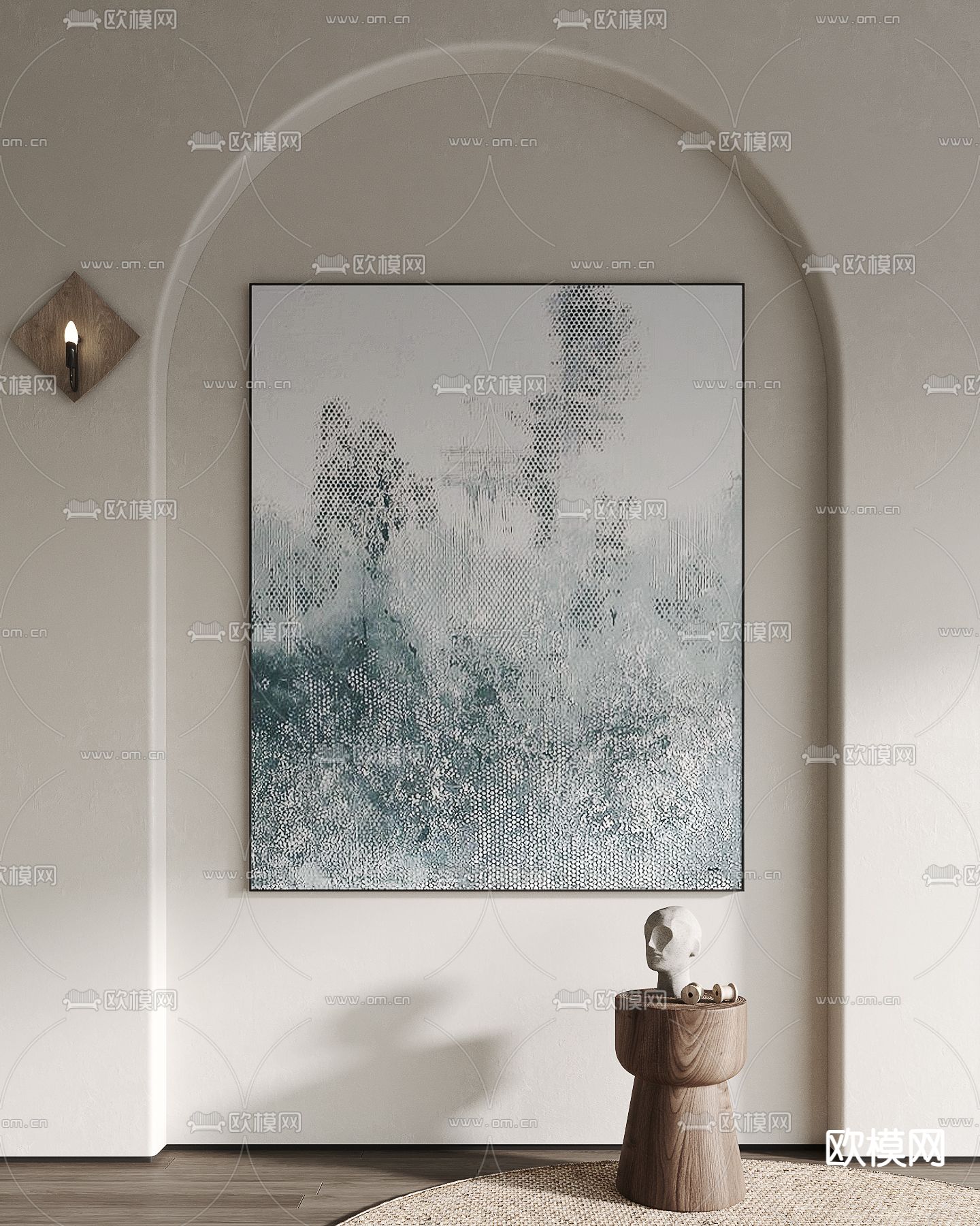 侘寂风抽象装饰画3d模型下载