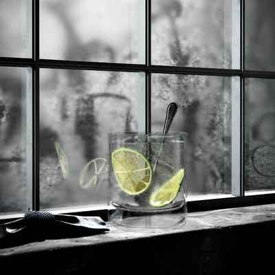  现代玻璃杯勺子su模型 