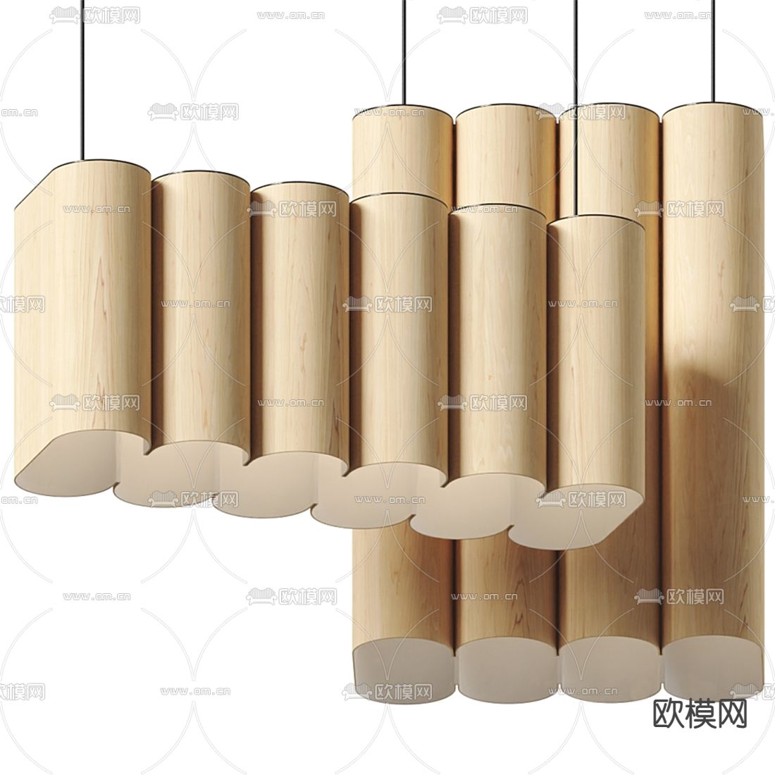 北欧实木吊灯3d模型下载（渲染图3）