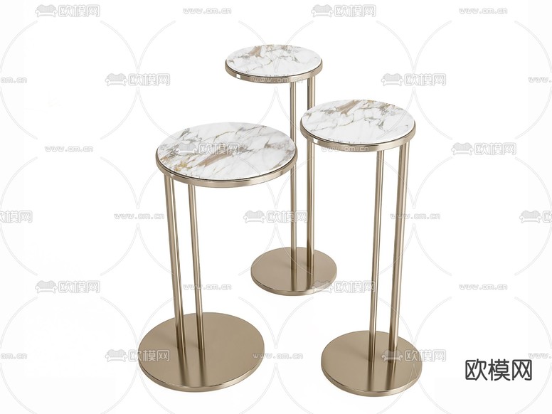 现代金属边几圆几3d模型下载