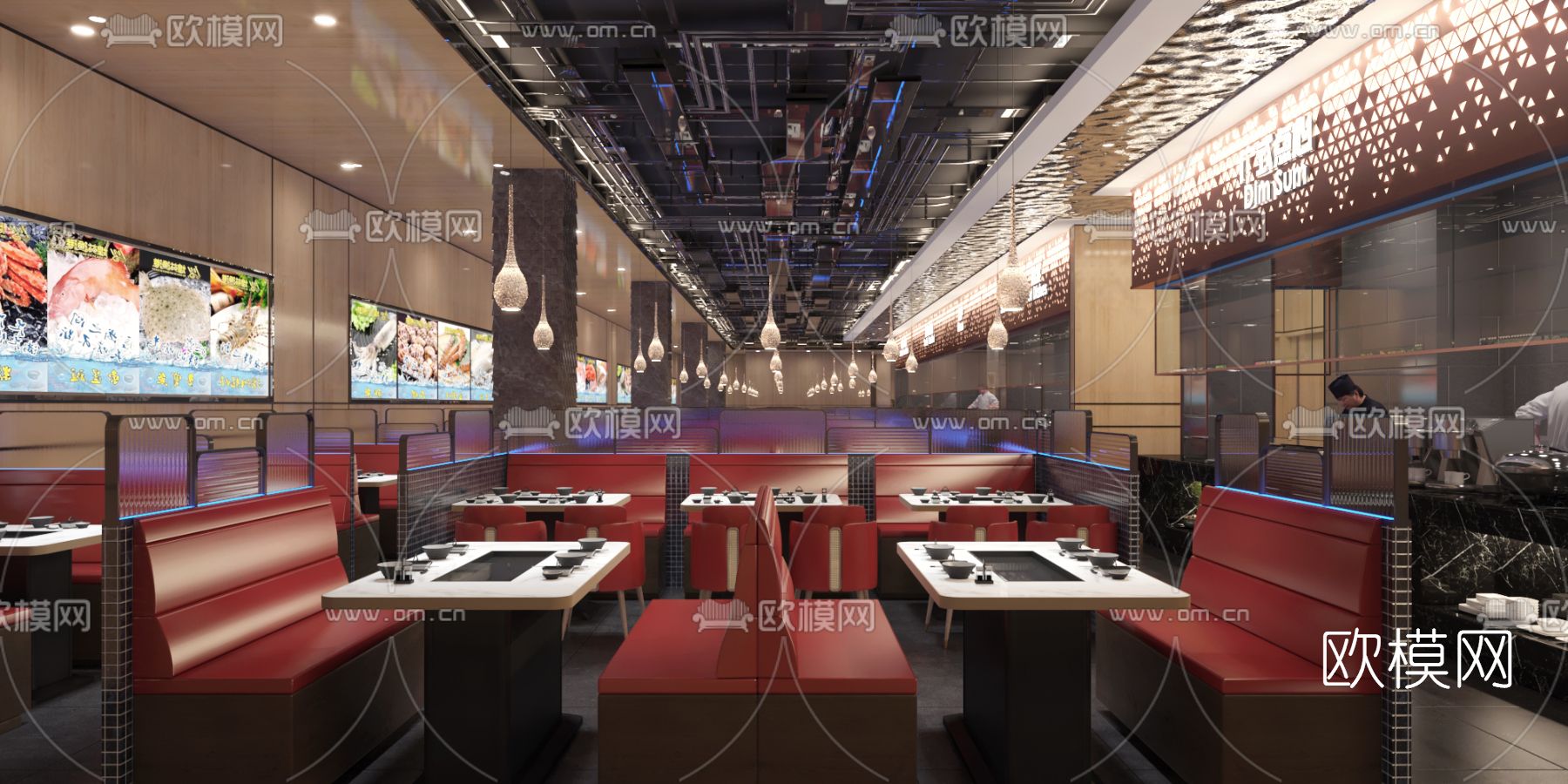 现代海鲜自助餐厅3d模型下载（渲染图3）