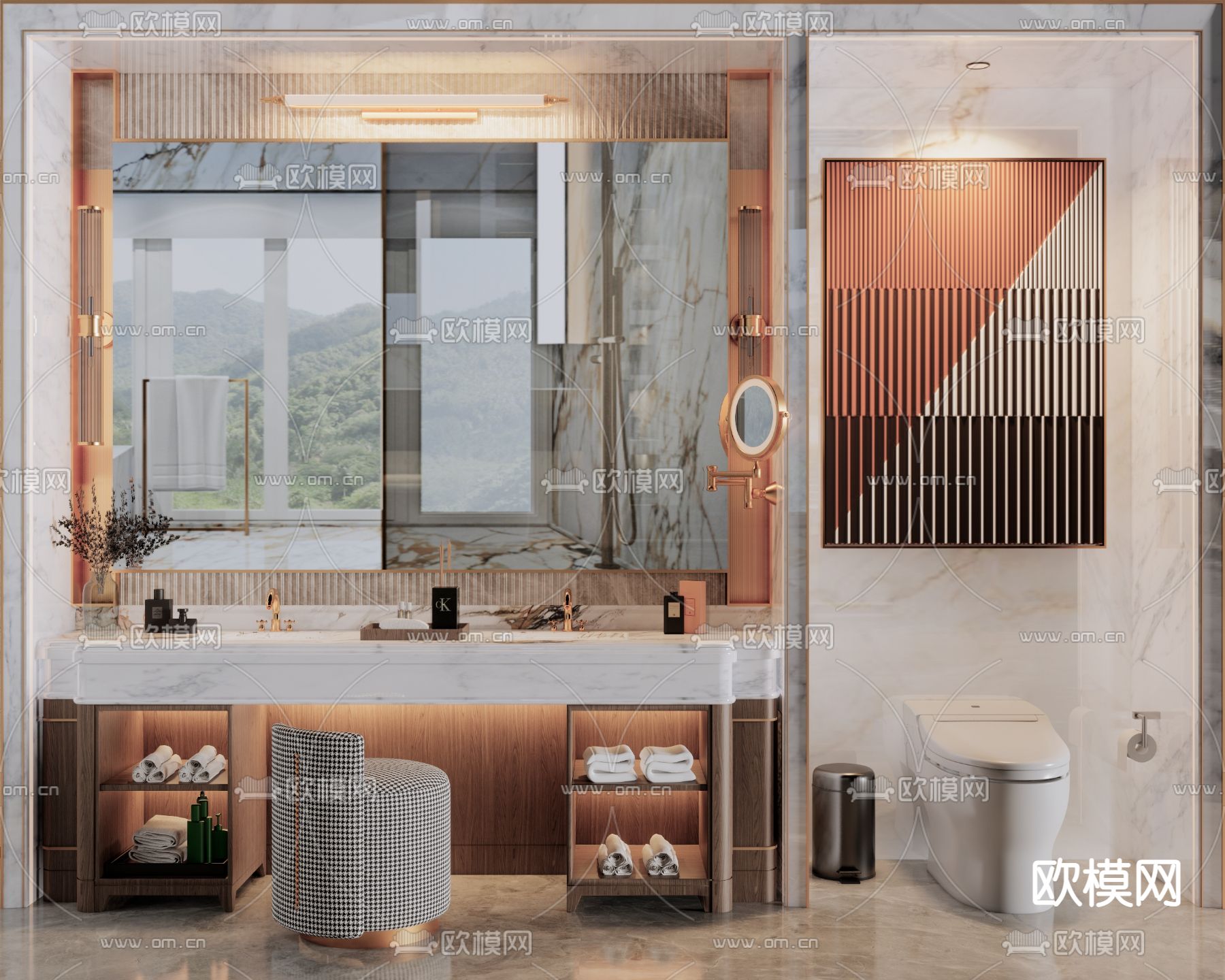 欧式浴室柜su模型下载（渲染图1）