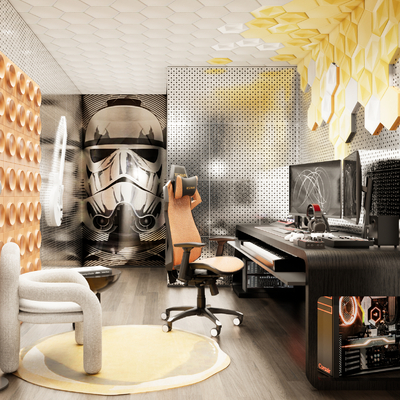  现代电竞室su模型 