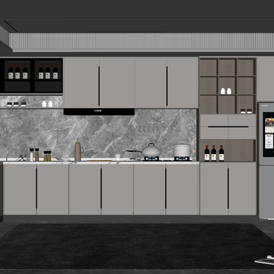  现代厨房橱柜su模型 