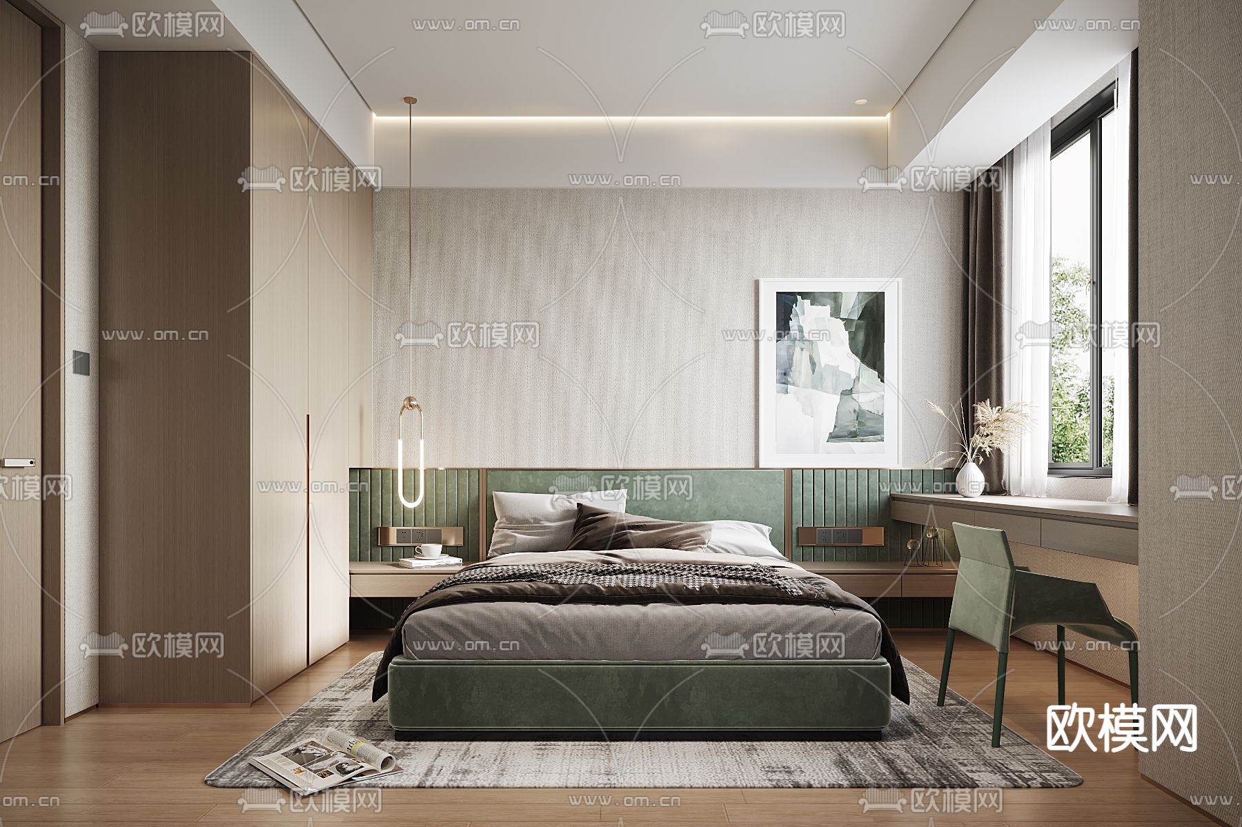 现代卧室3d模型下载