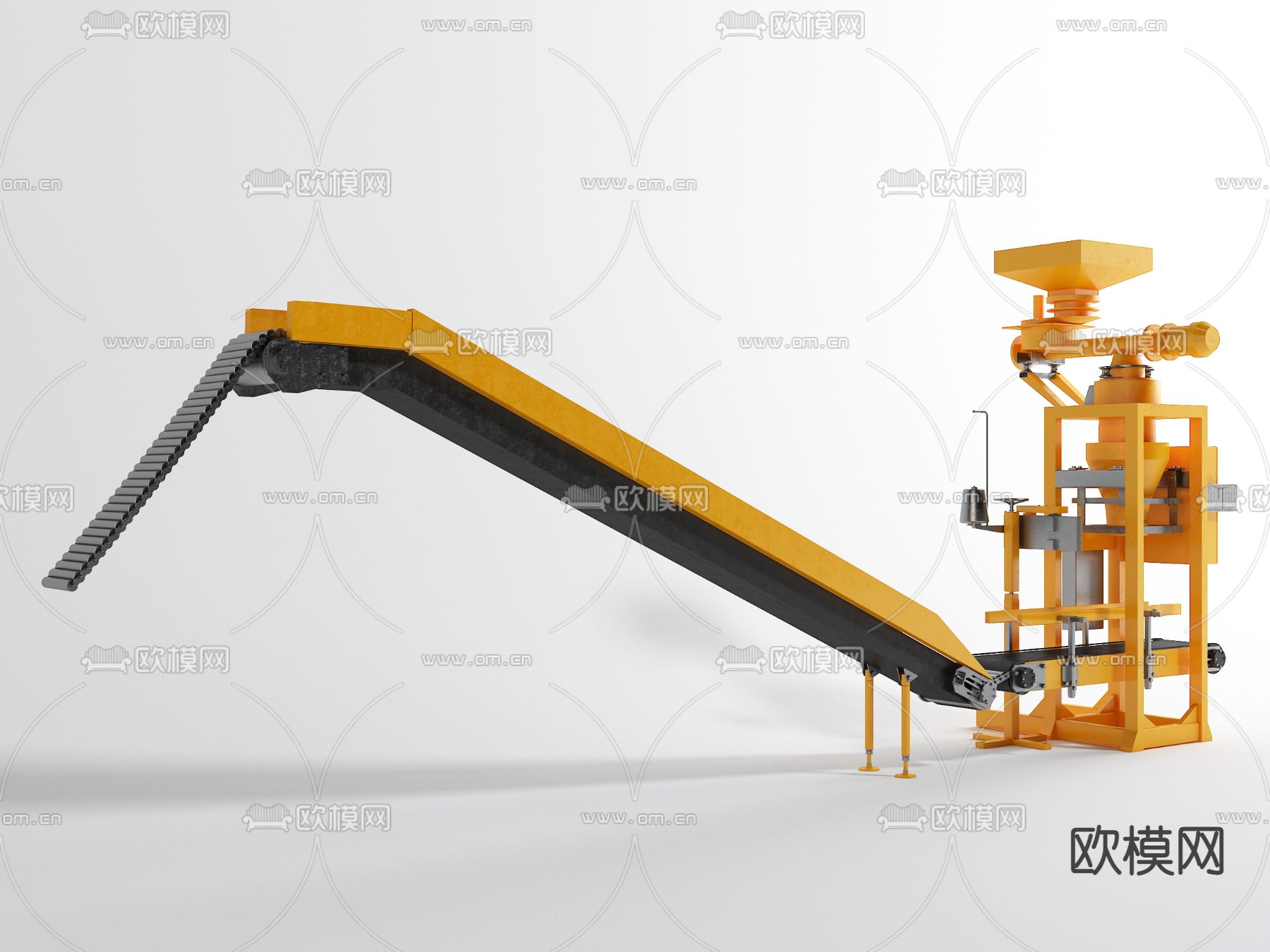 现代输送带传送机工业设施3d模型下载