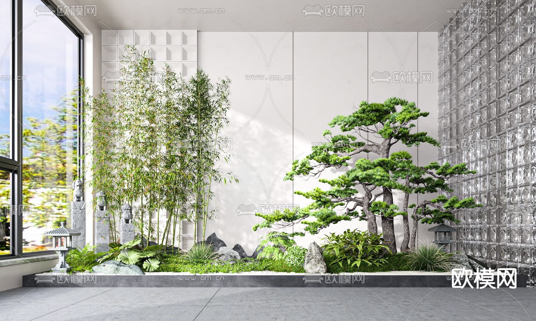 现代松树室内景观小品3d模型下载_ID11997987_3dmax免费模型-欧模网