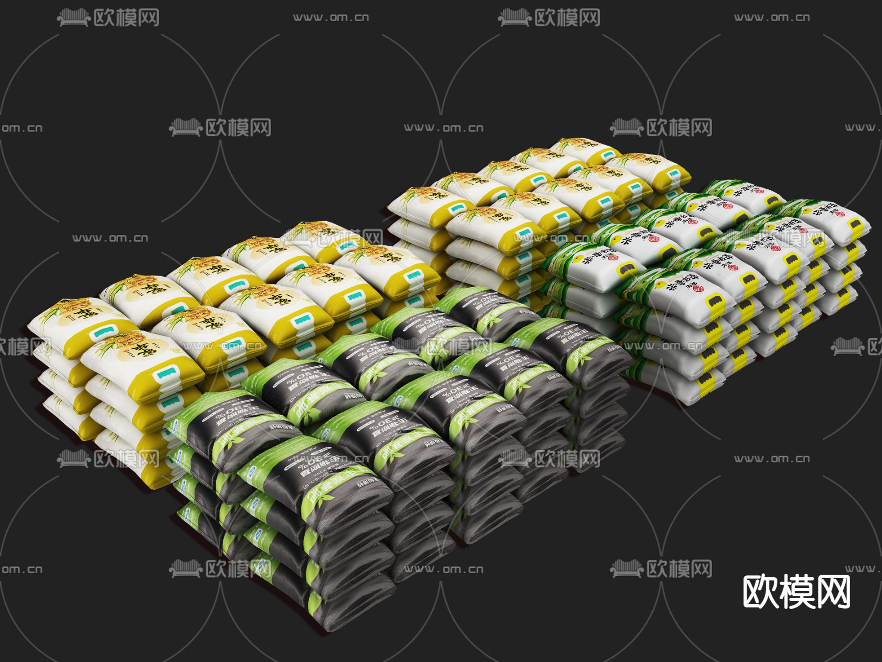 现代超市大米编织袋3d模型下载