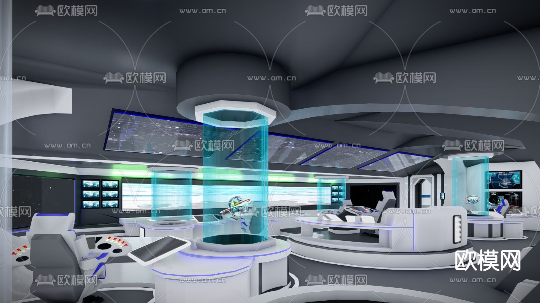 现代科幻科技展厅su模型下载（渲染图1）