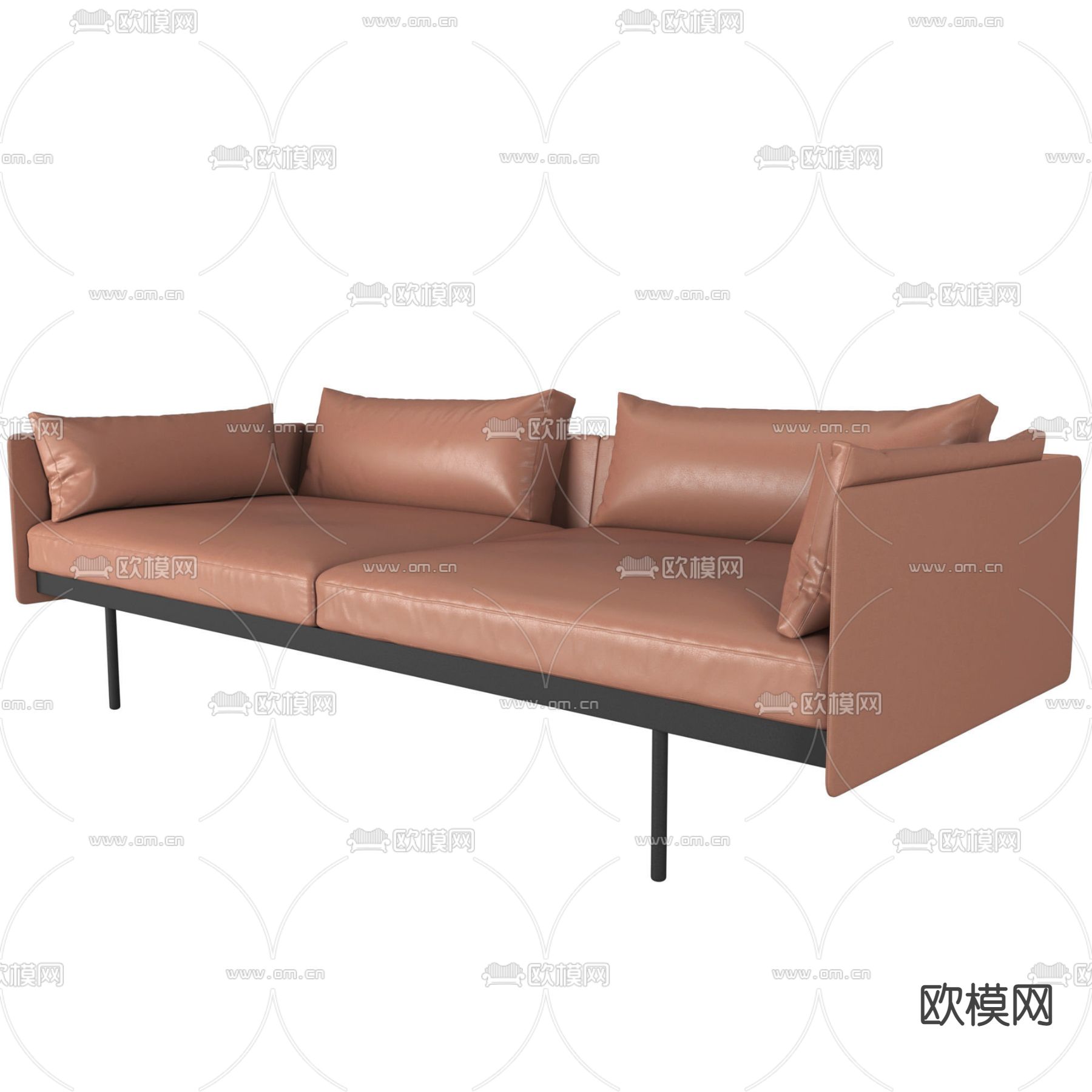 现代简约金属皮革双人沙发免费3d模型下载_ID11999325_3dmax免费模型-欧模网