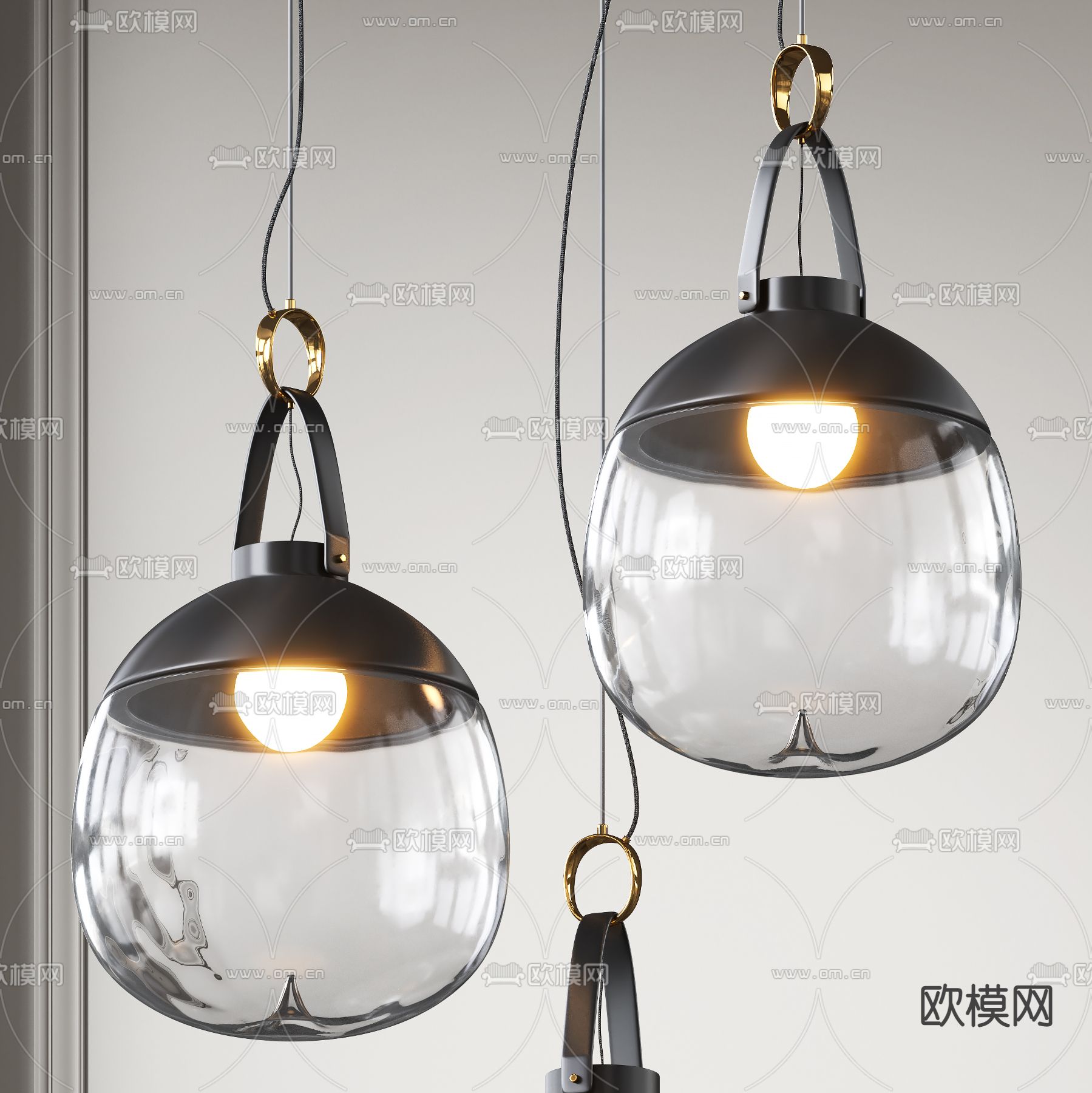 现代玻璃水滴吊灯3d模型下载（渲染图2）