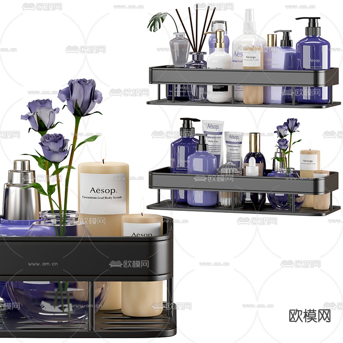 现代香薰沐浴露洗浴用品3d模型下载