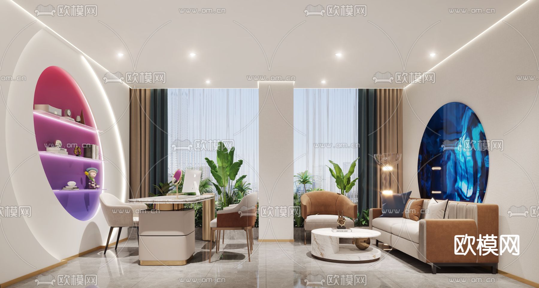 现代spa美容院经理办公室咨询室3d模型下载