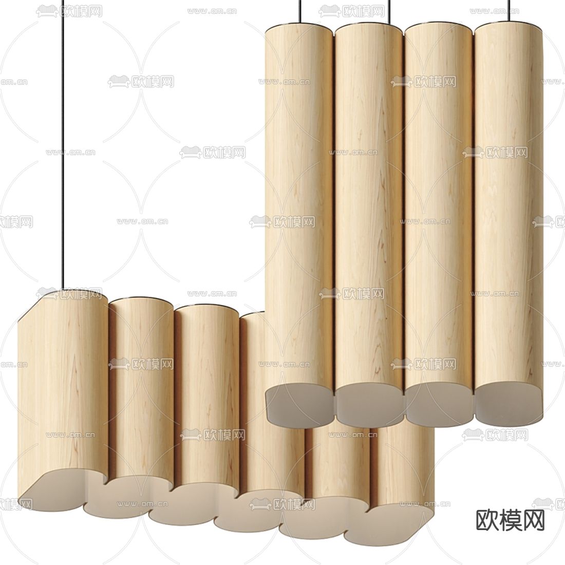 北欧实木吊灯3d模型下载（渲染图2）