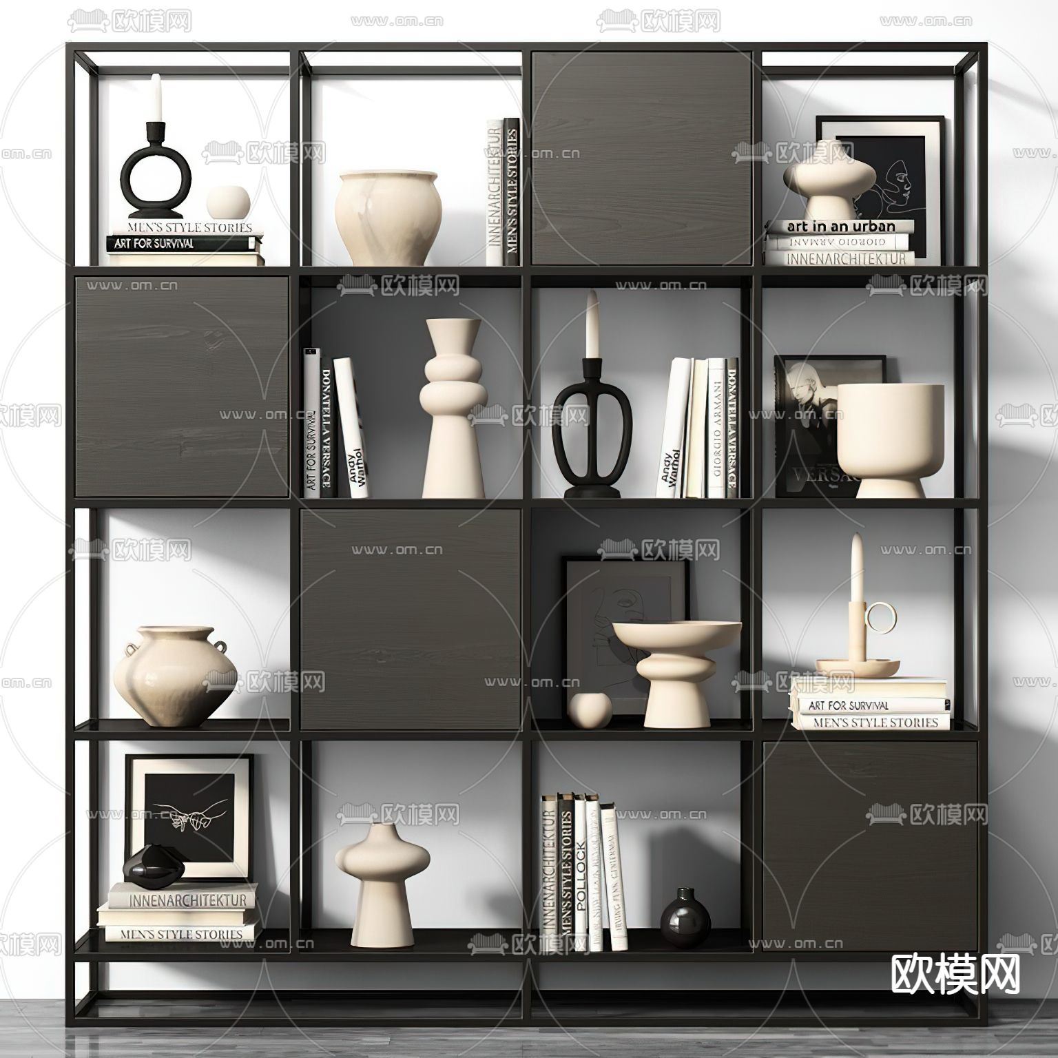 工业风黑色装饰架3d模型下载（渲染图1）