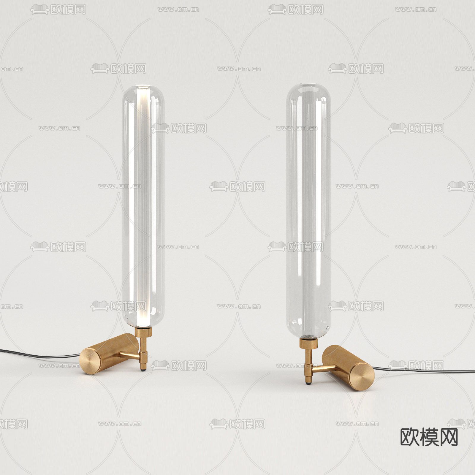 现代轻奢不锈钢玻璃艺术台灯免费3d模型下载