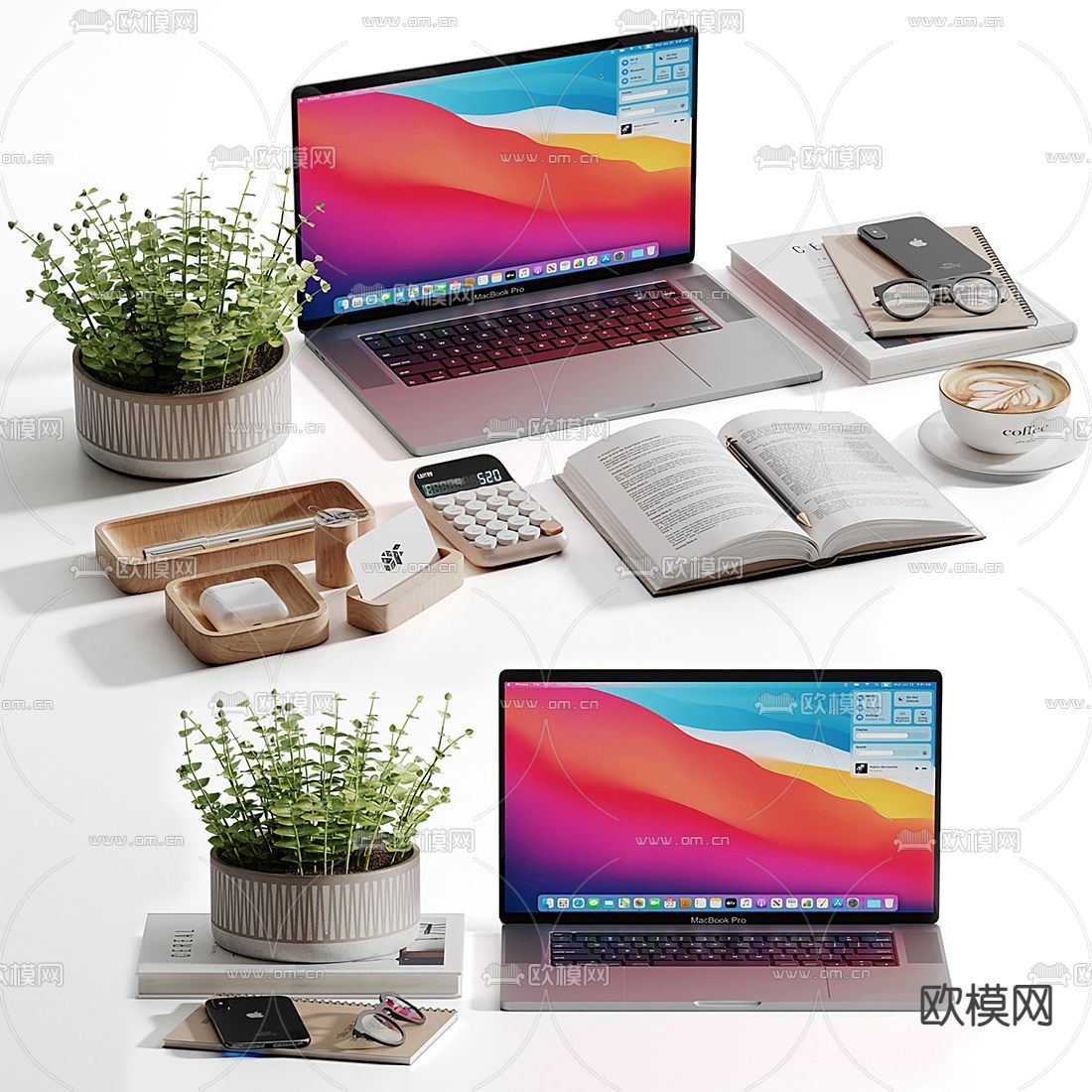现代笔记本电脑办公用品3d模型