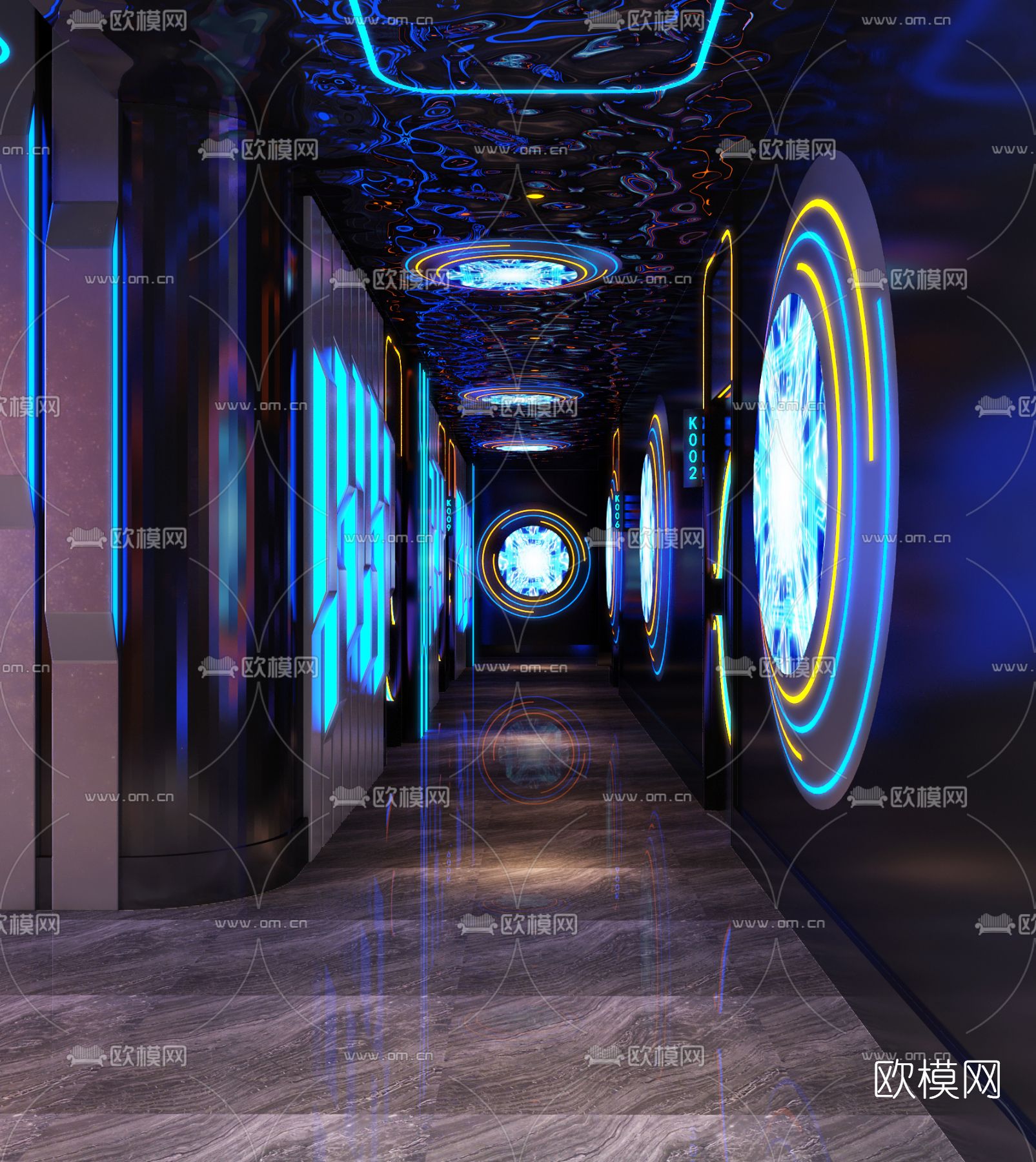 现代KTV走廊过道3d模型下载_ID11999429_3dmax免费模型-欧模网