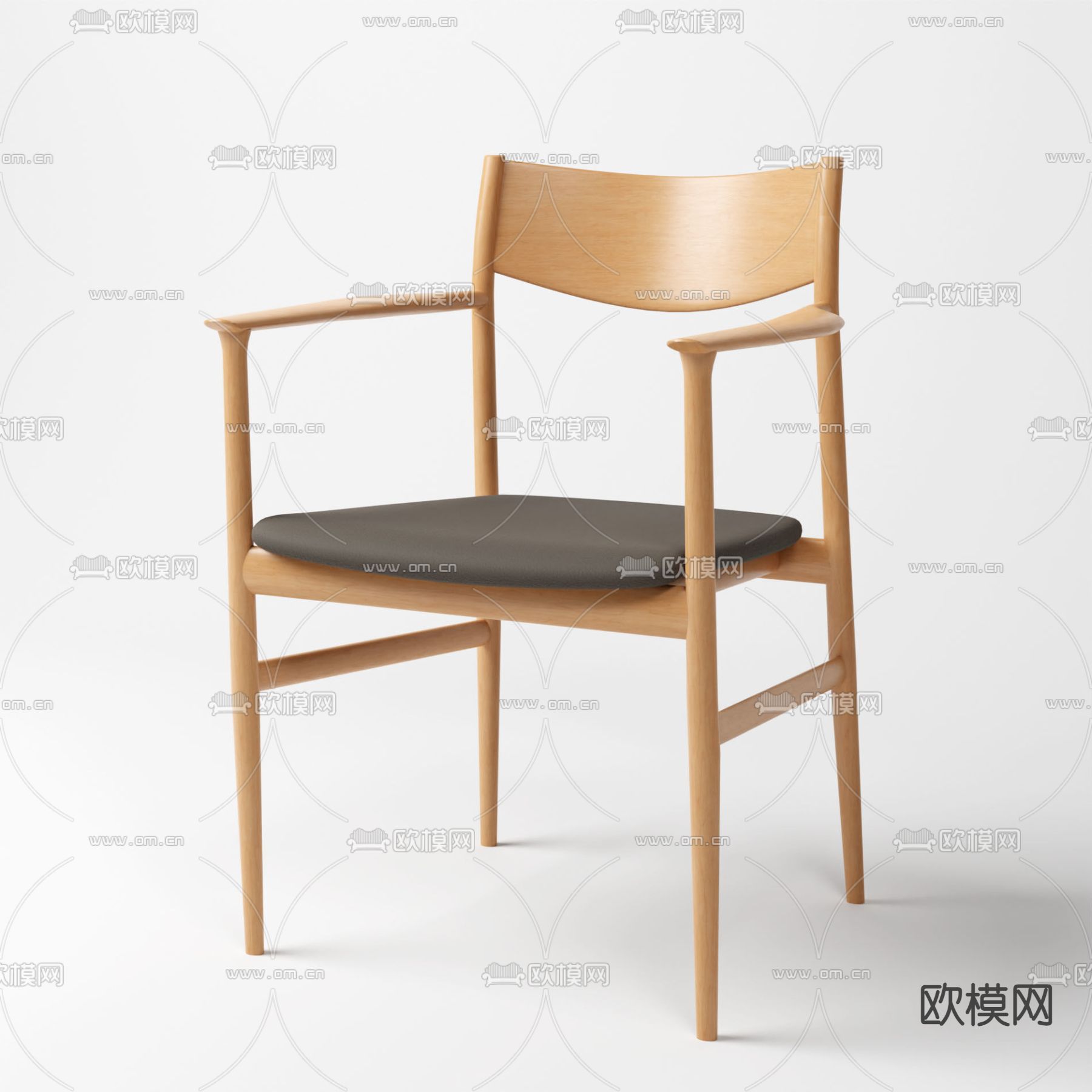北欧极简实木布艺休闲椅免费3d模型下载_ID11999166_3dmax免费模型-欧模网