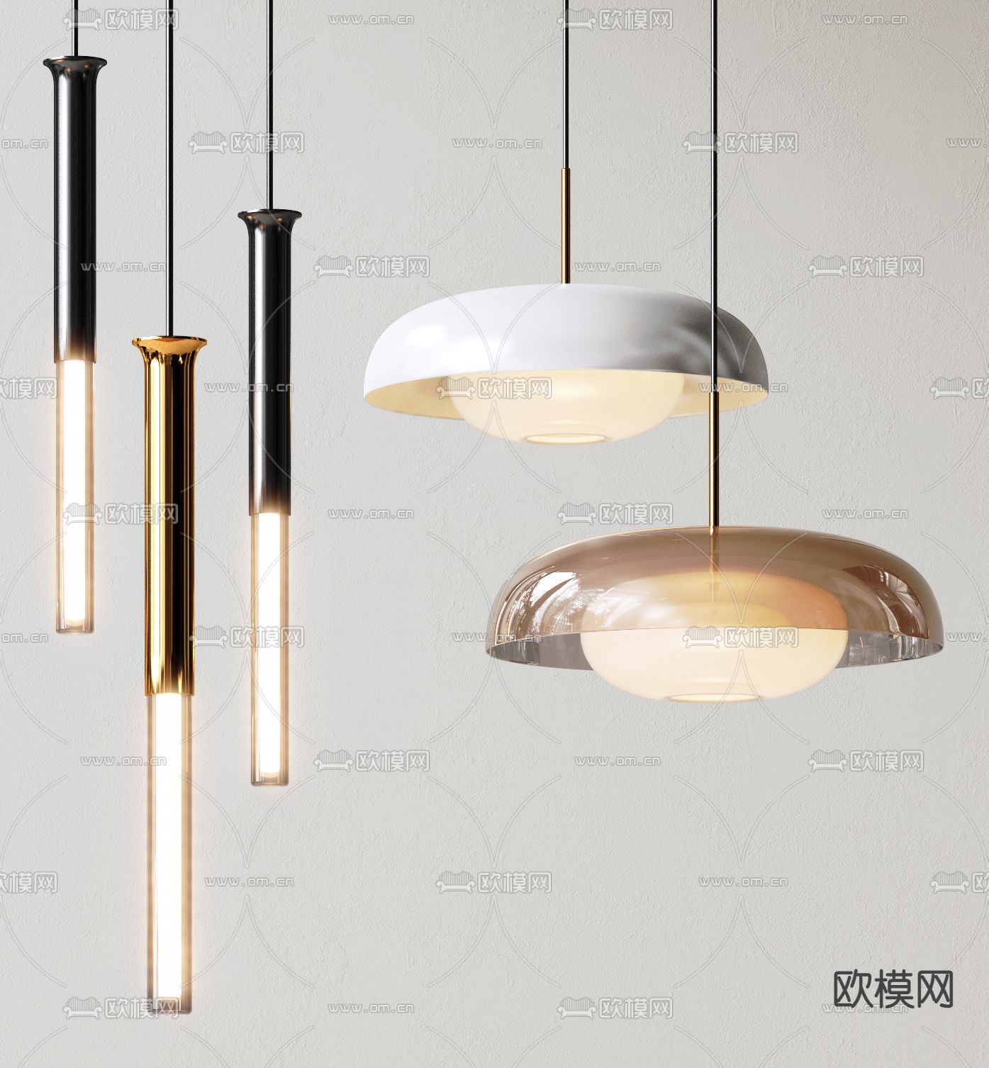 现代轻奢玻璃吊灯3d模型下载（渲染图3）