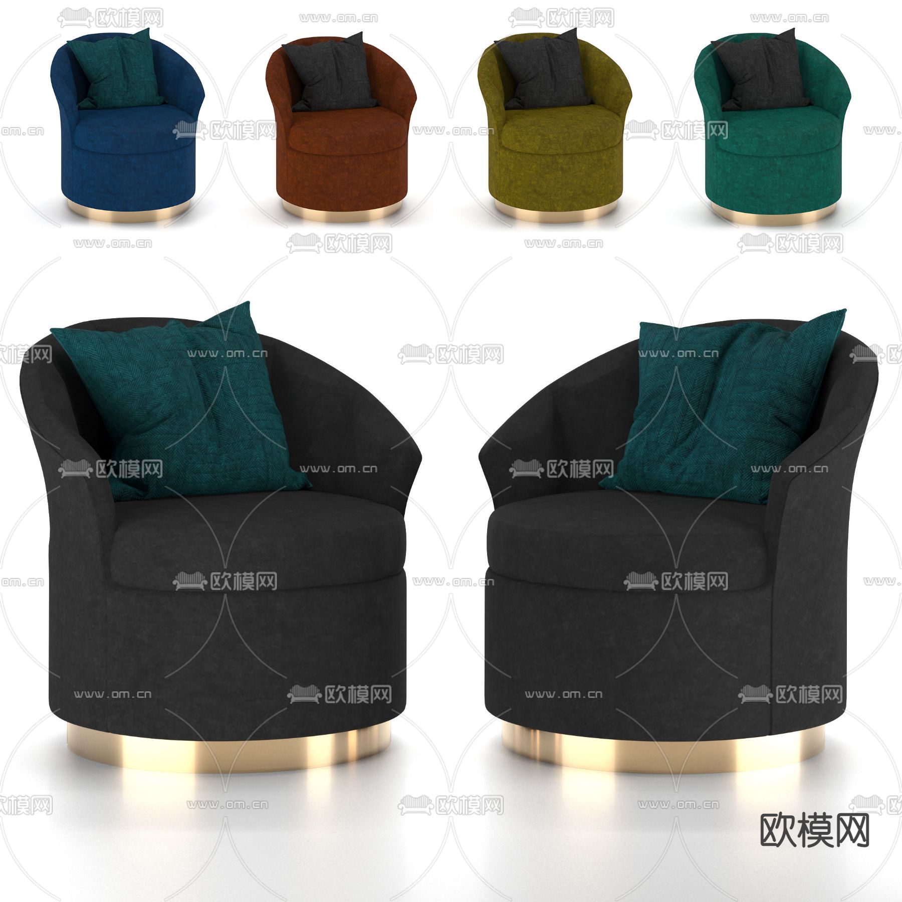 现代轻奢不锈钢布艺休闲椅免费3d模型下载_ID11999390_3dmax免费模型-欧模网