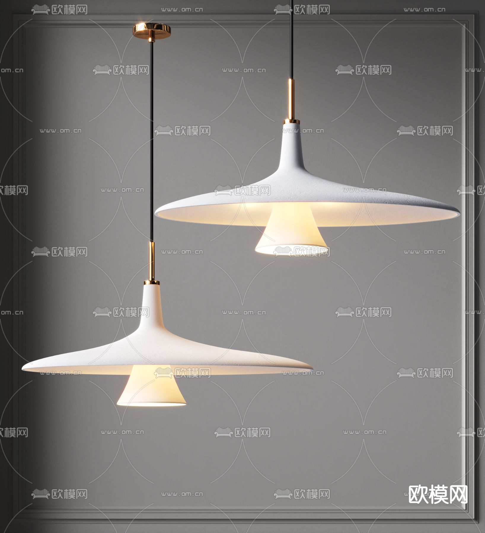 现代亚克力双层艺术吊灯3d模型下载