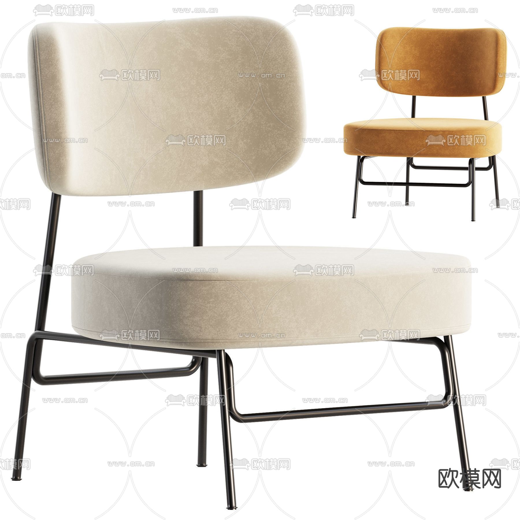 现代布艺单椅3d模型下载