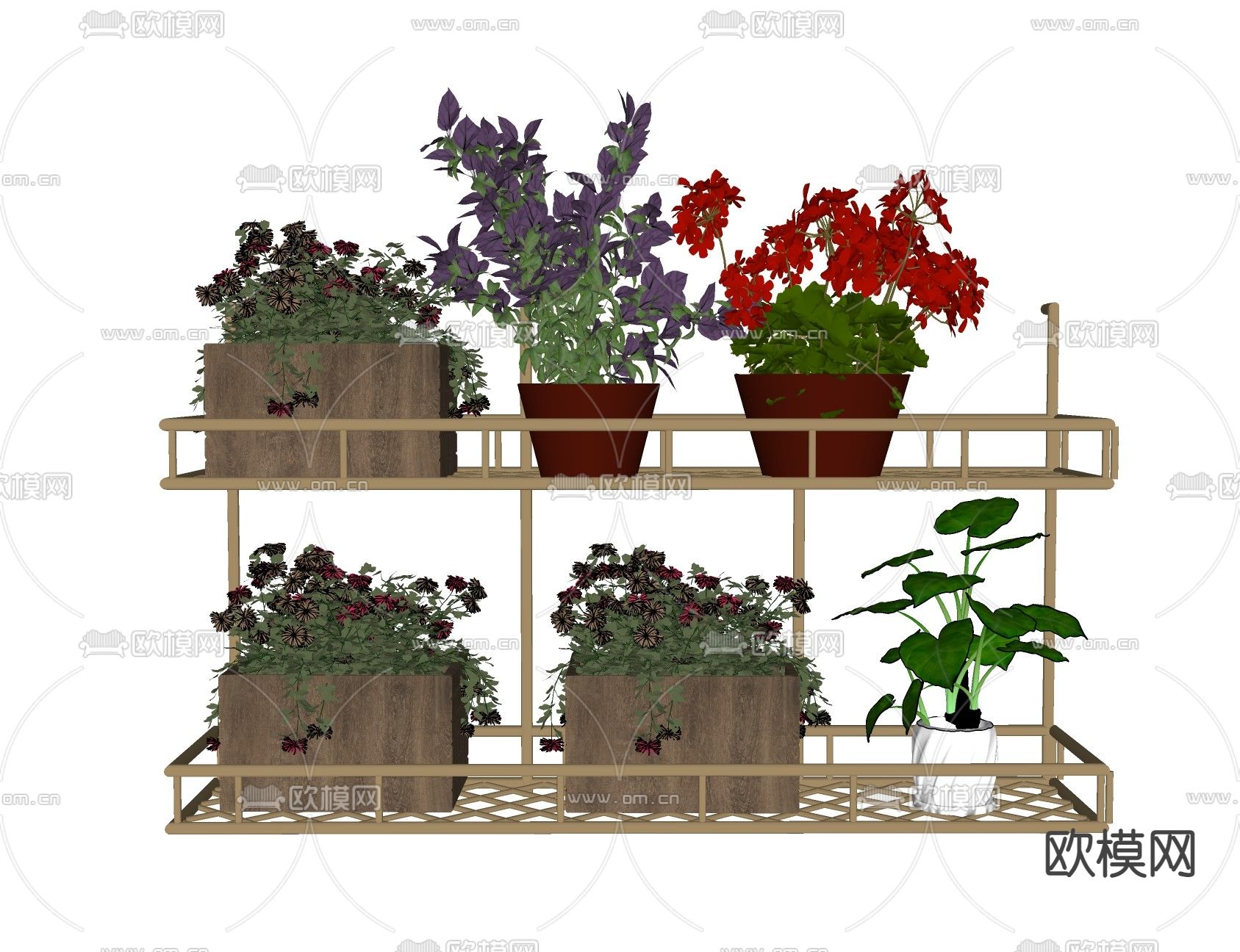 北欧花箱盆栽su模型下载（渲染图2）