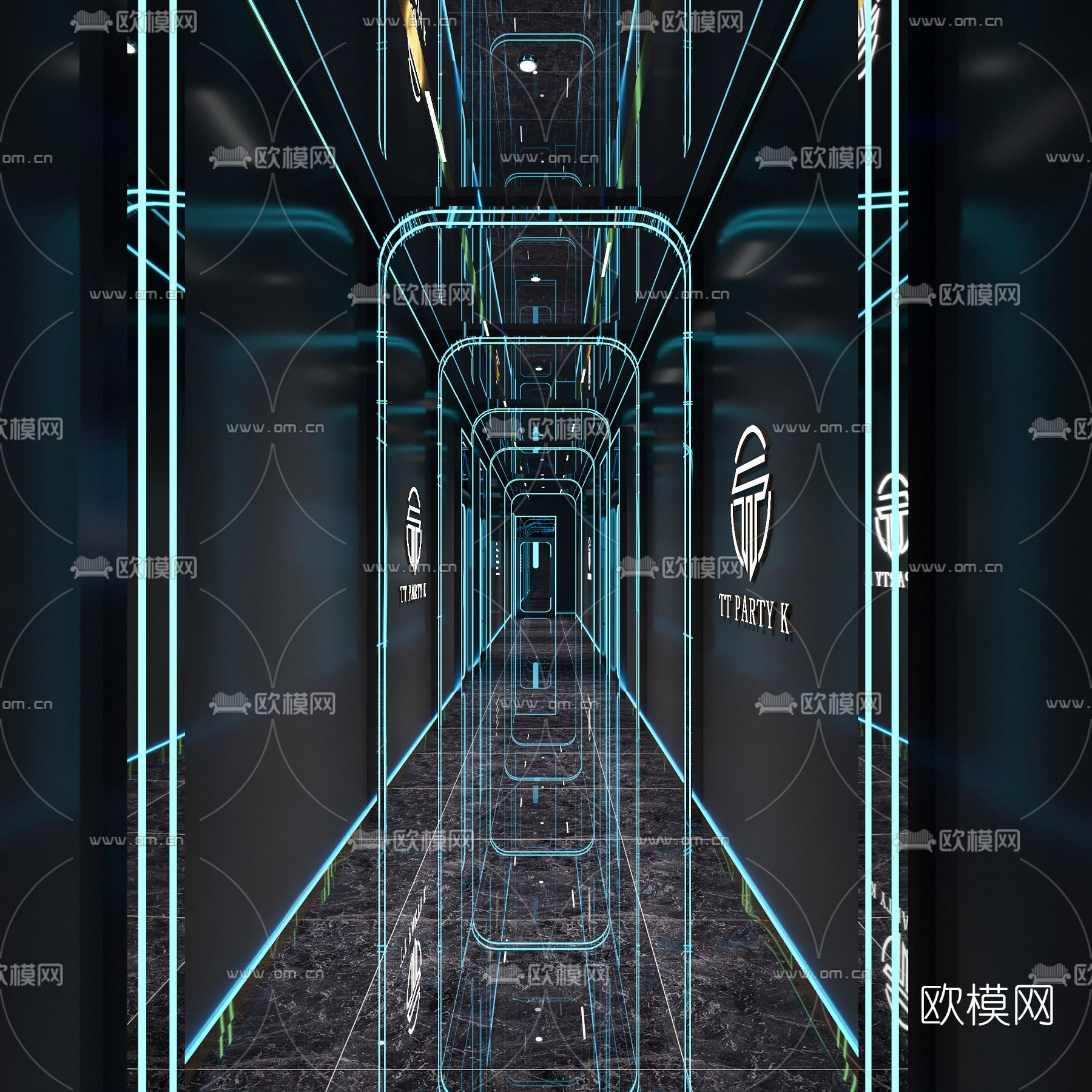 现代KTV走廊过道3d模型下载