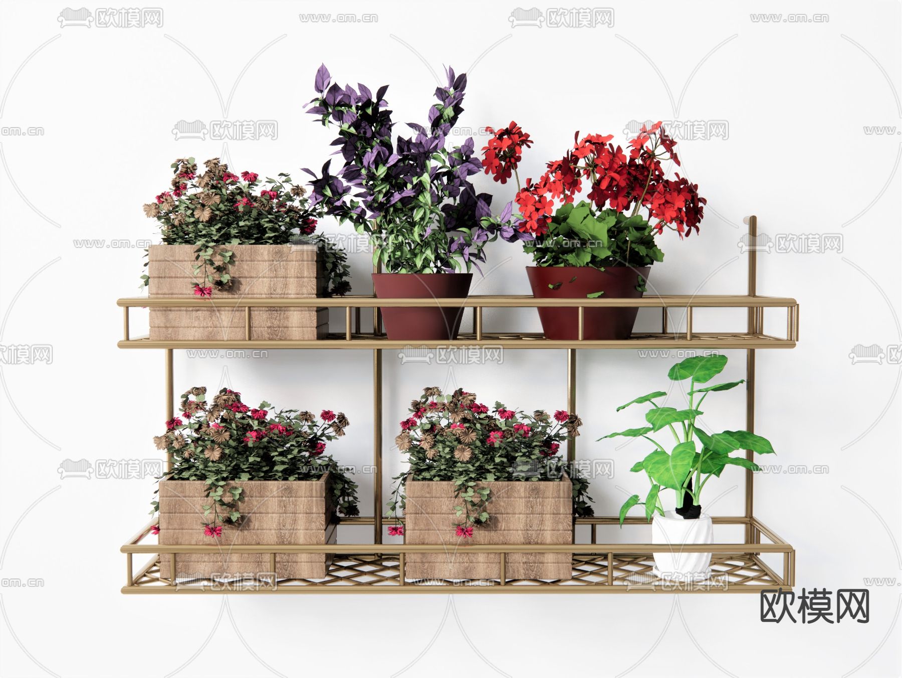 北欧花箱盆栽su模型下载（渲染图1）