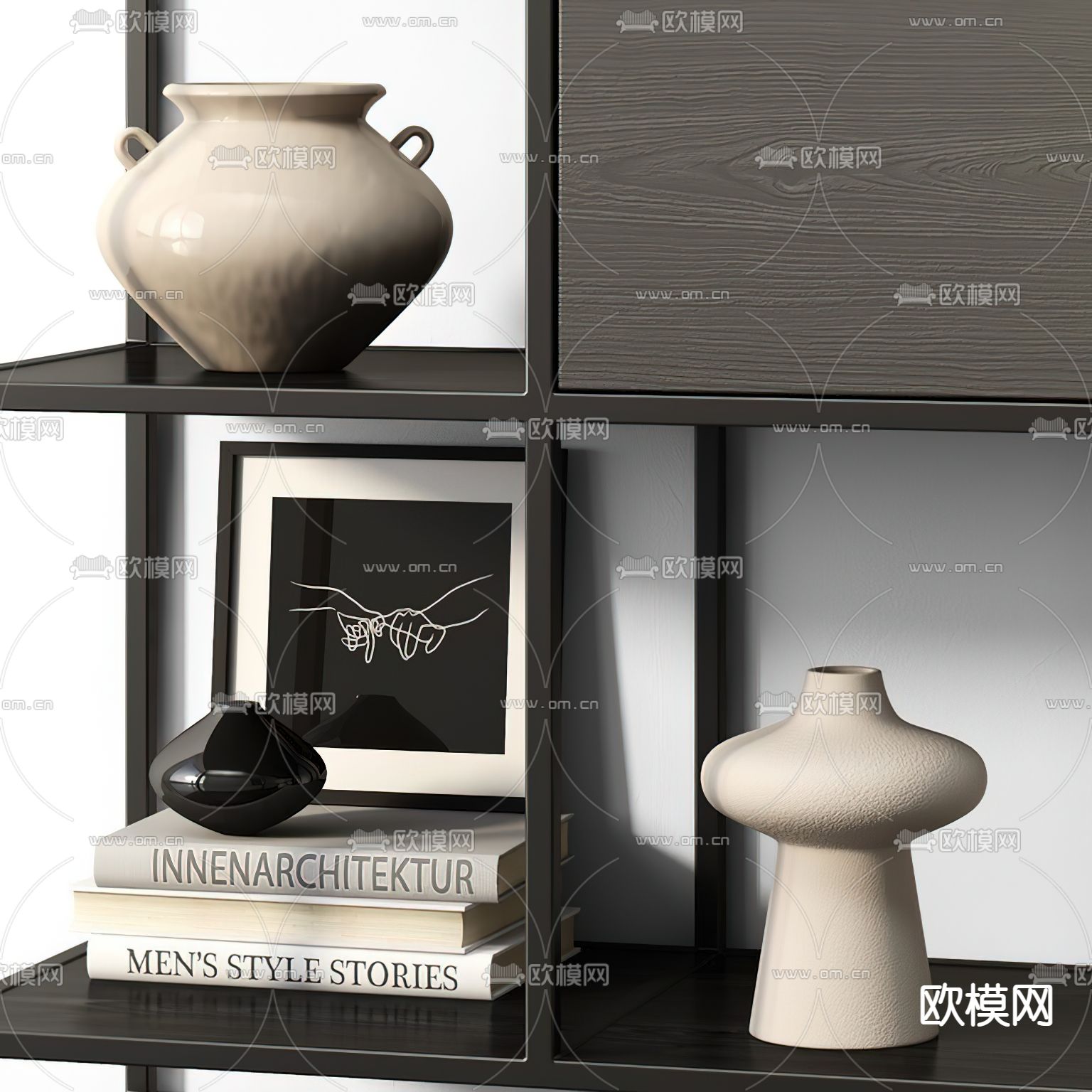 工业风黑色装饰架3d模型下载（渲染图2）