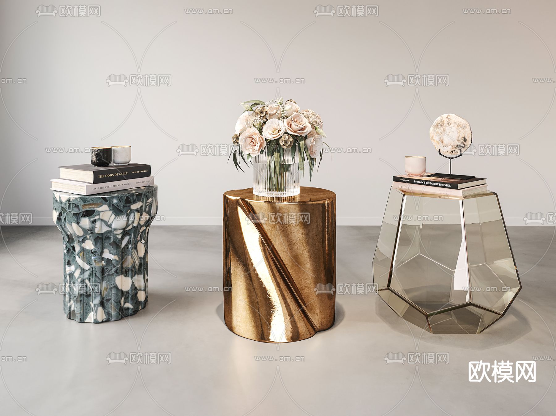 现代金属边几圆几3d模型下载