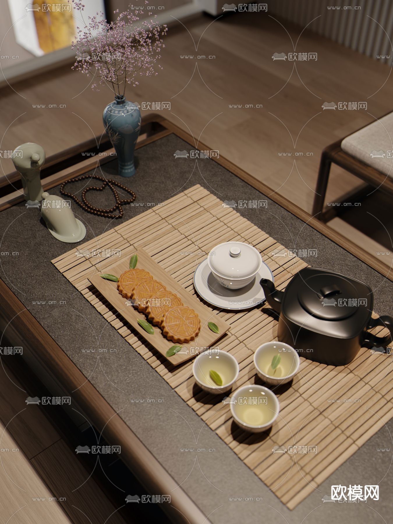 新中式健身区影音室视听室3d模型