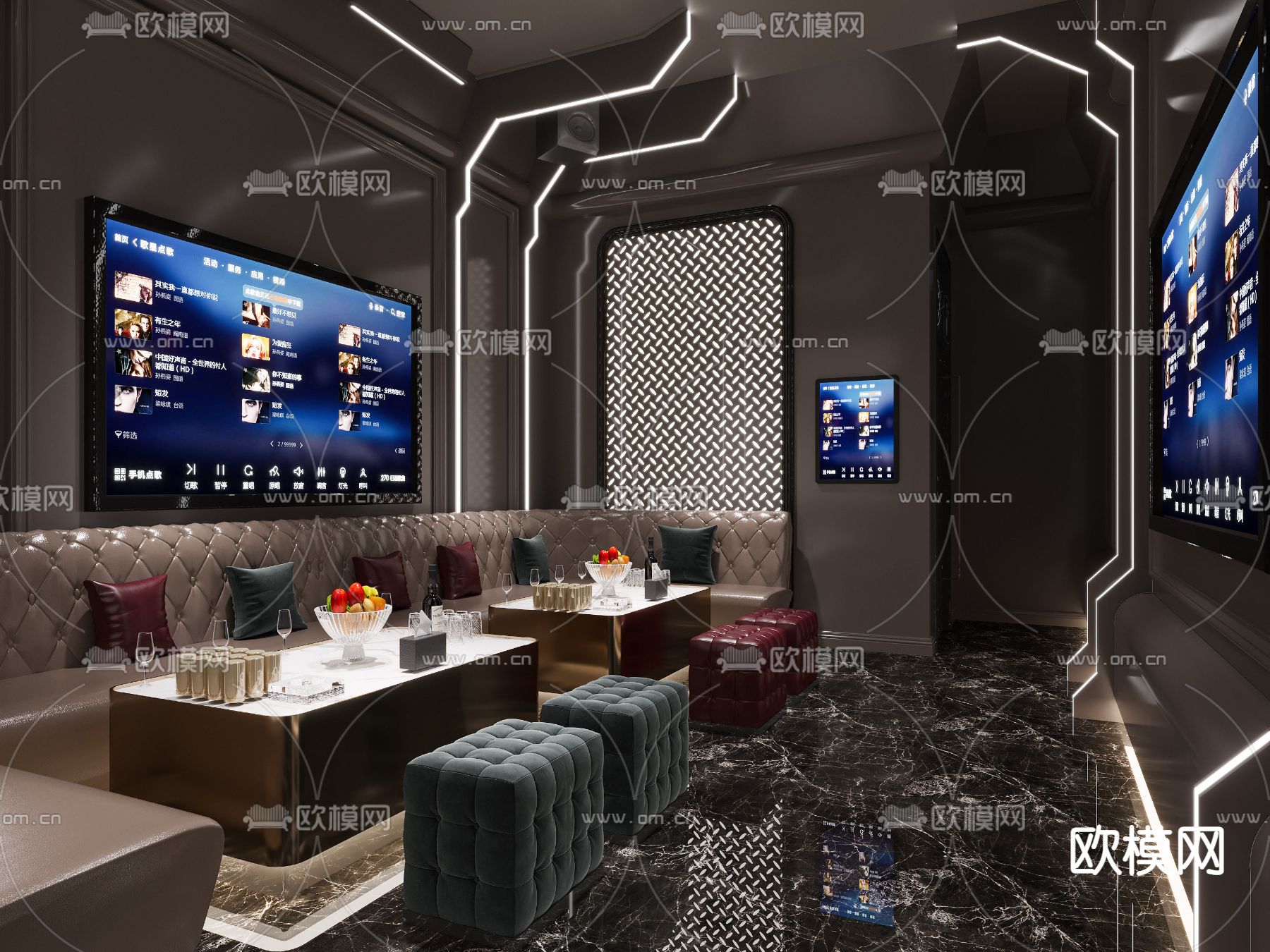 现代轻奢KTV包房3d模型下载_ID11998859_3dmax免费模型-欧模网