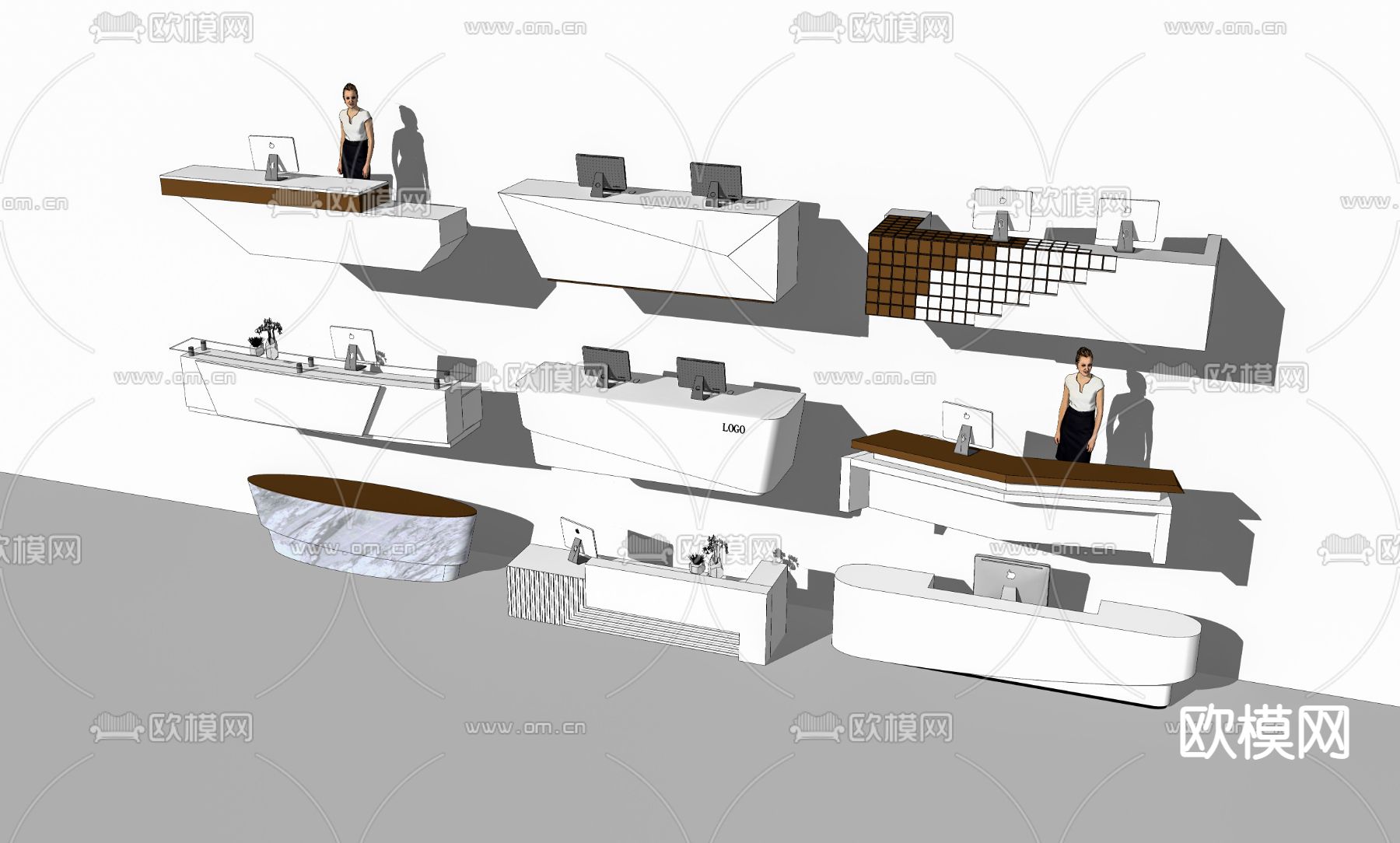 现代公司接待台su模型下载（渲染图2）