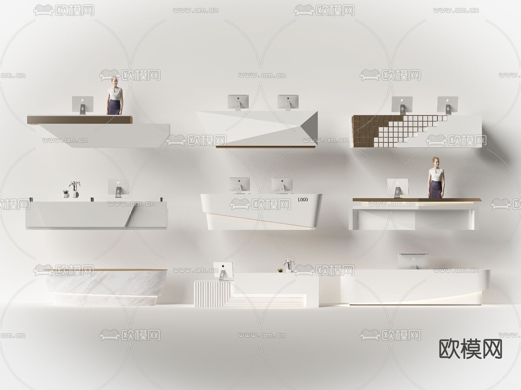 现代公司接待台su模型下载（渲染图1）