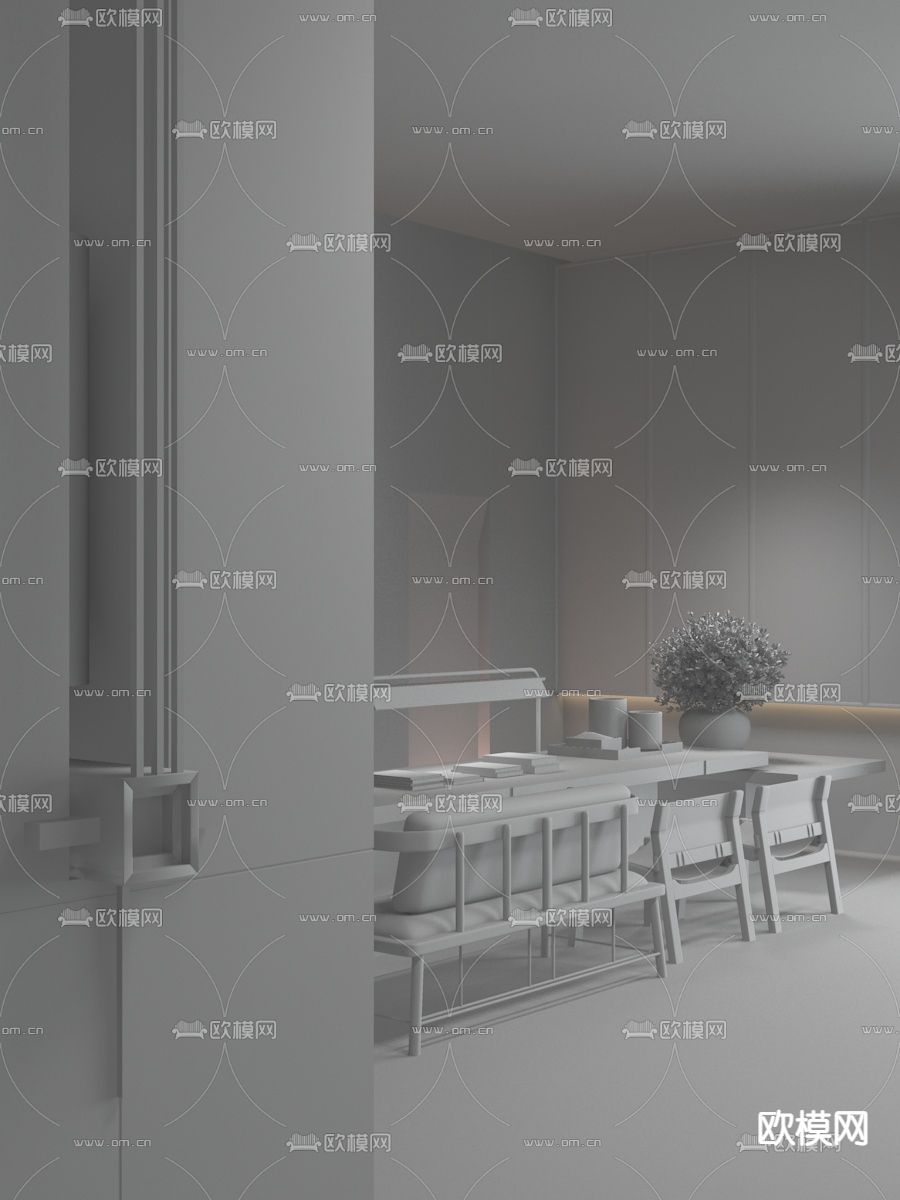 郑中设计 侘寂售楼处洽谈区3d模型