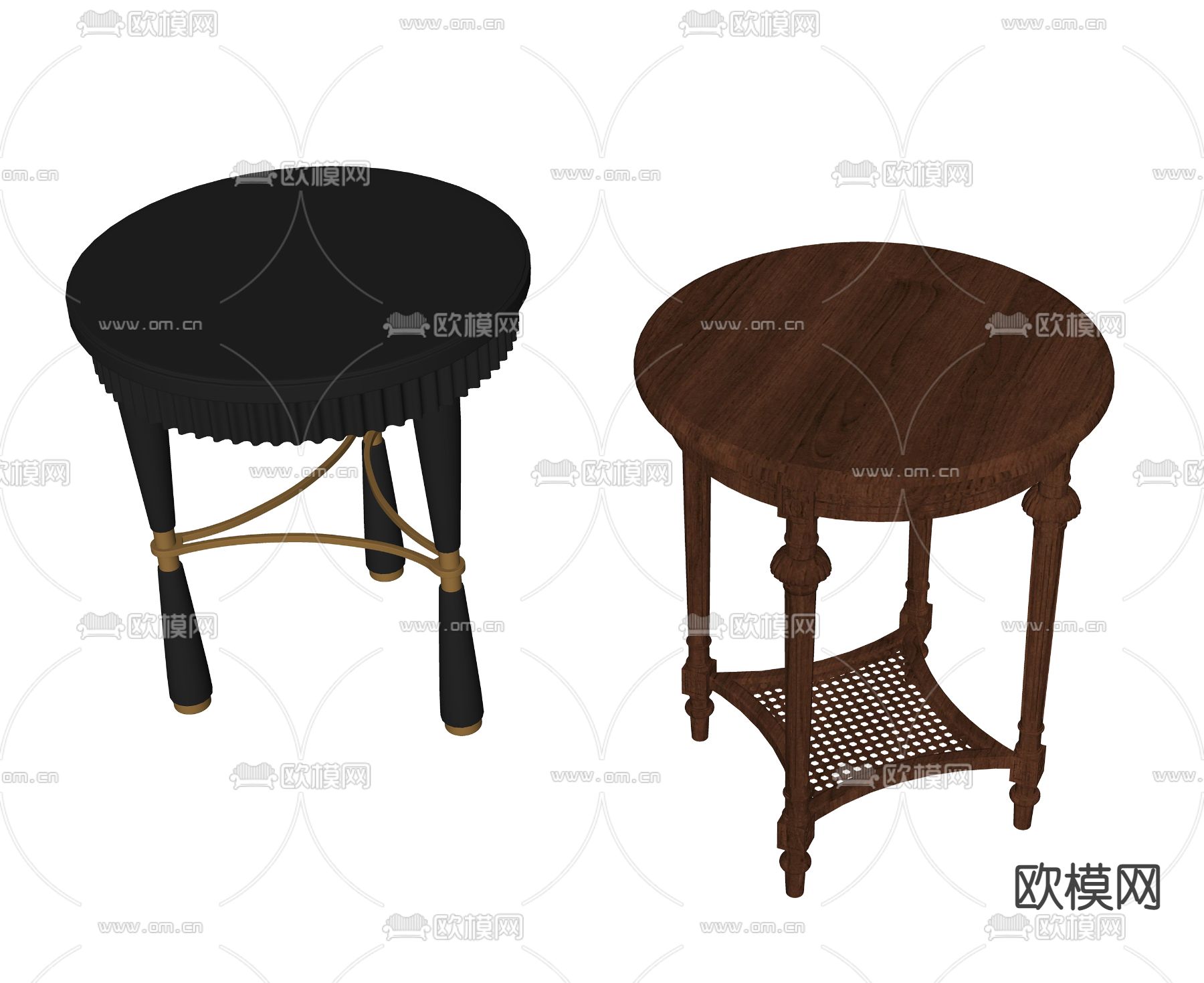 美式边几角几su模型下载（渲染图2）