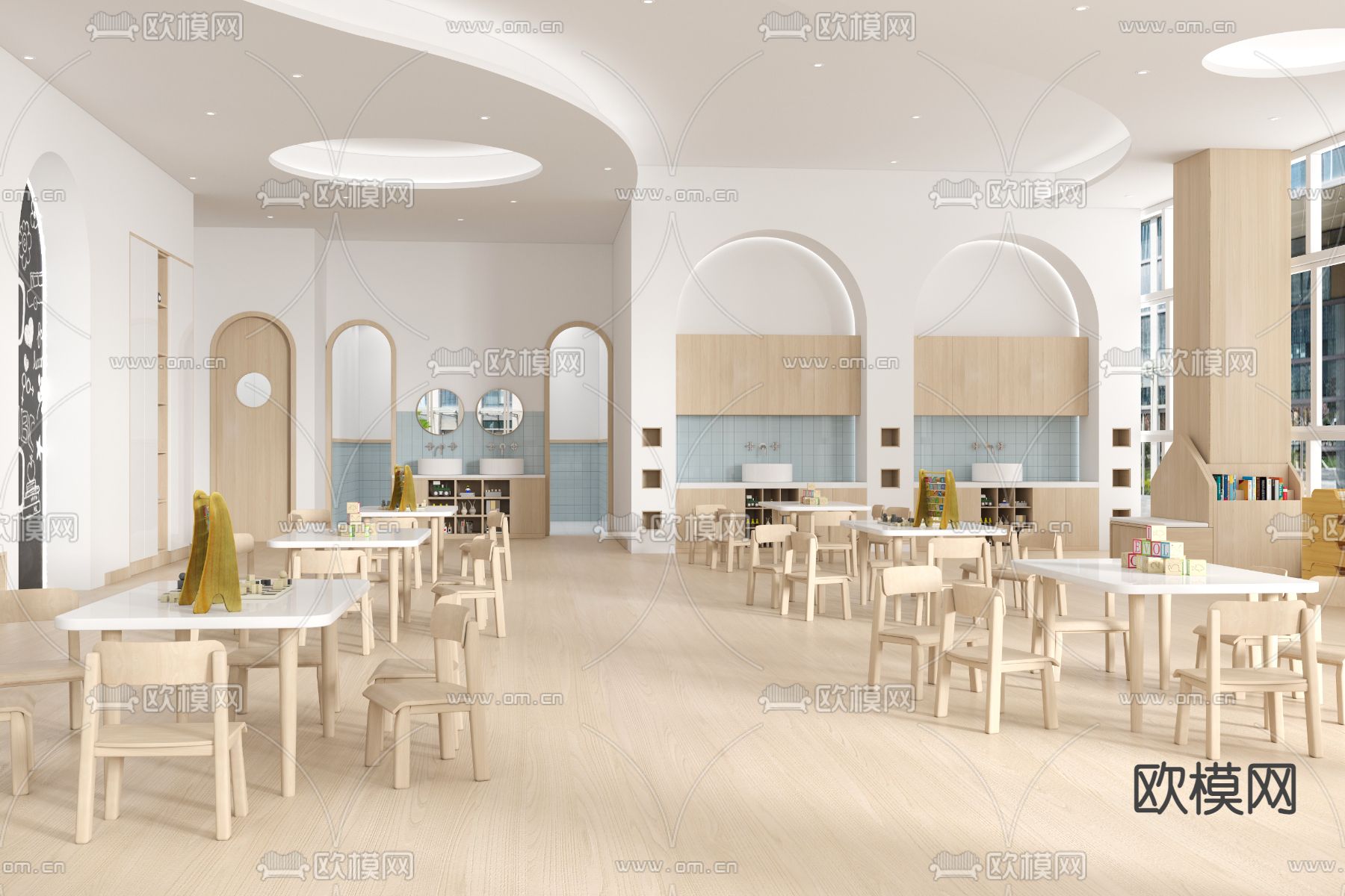 现代幼儿园阅读教室3d模型下载（渲染图1）