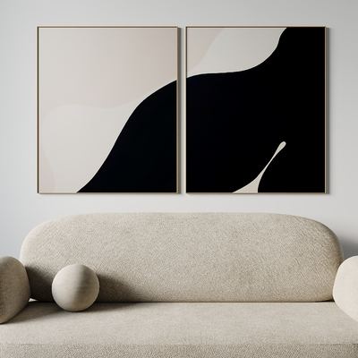  侘寂风抽象装饰画su模型 