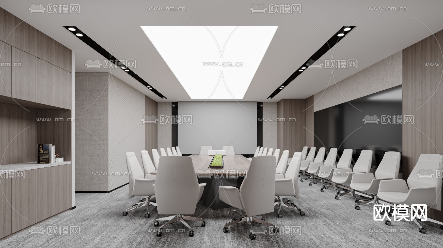 现代办公室会议室3d模型下载（渲染图1）