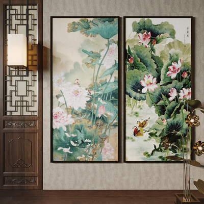 新中式荷花装饰画su模型