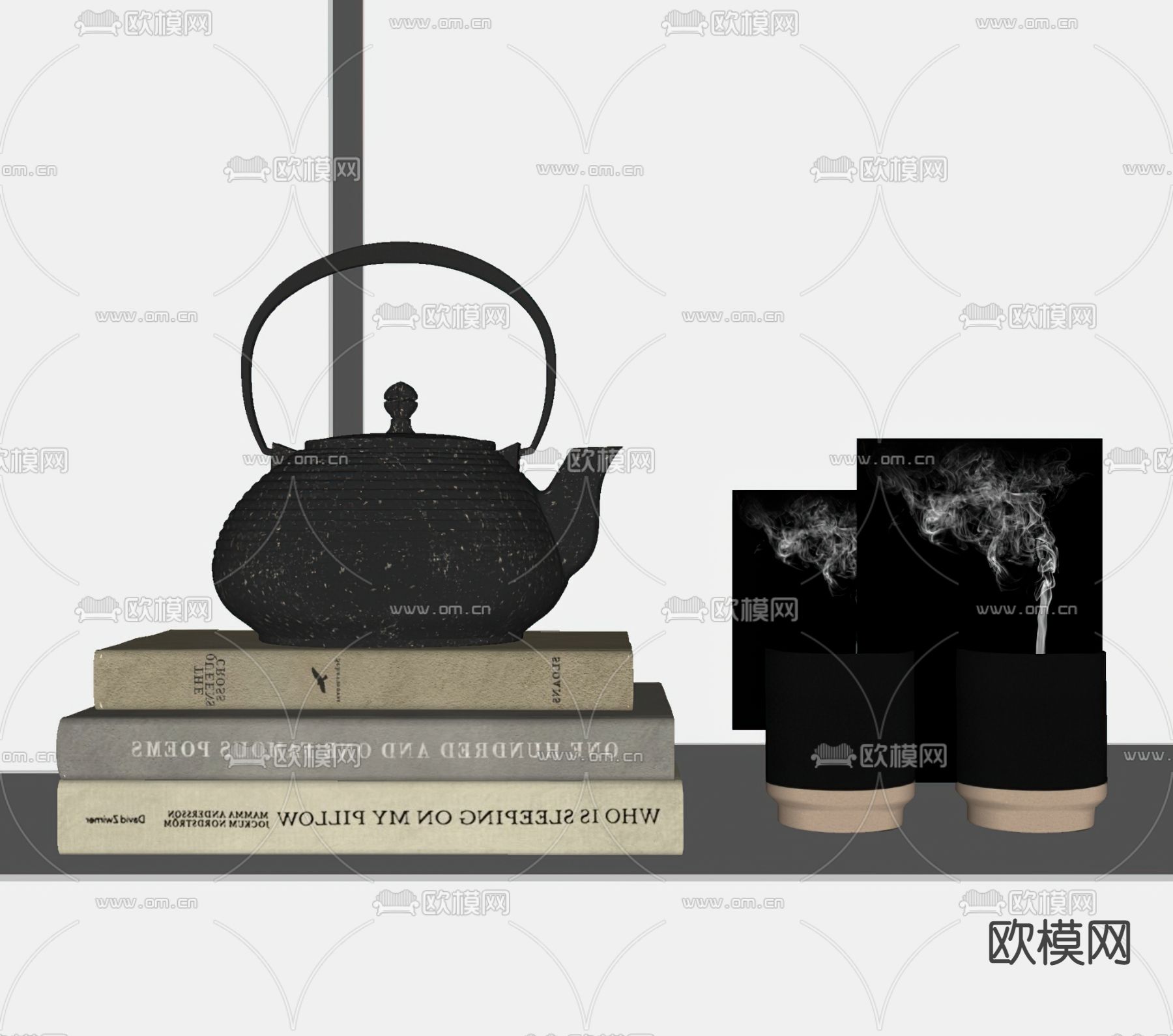 侘寂风茶具su模型下载（渲染图2）
