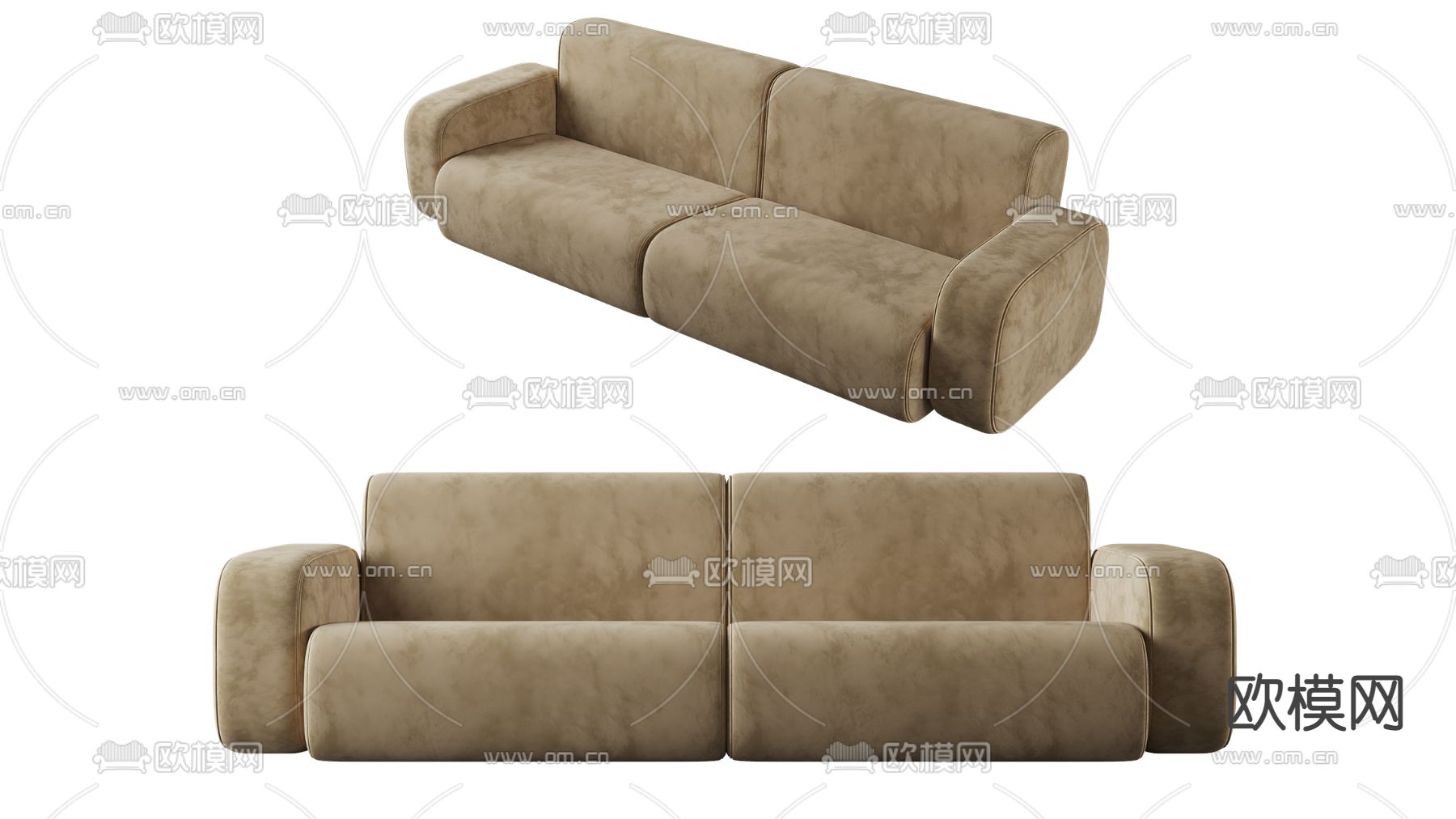 现代布艺双人沙发3d模型下载