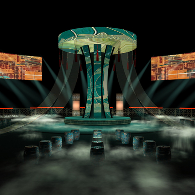  新中式舞台舞美su模型 