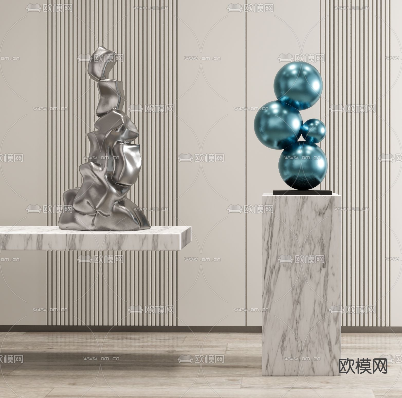 现代抽象雕塑su模型下载（渲染图1）